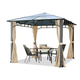 Tonnelle de Jardin 3x3 m Structure en Aluminium Toit Polycarbonate épaisseur env. 8 mm pavillon de