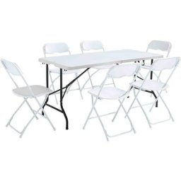 Ensemble Table et chaises pliantes de jardin 152cm Rekkem Blanc