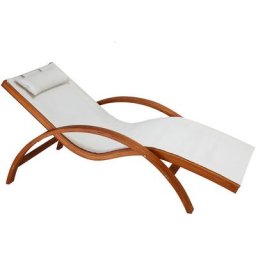 Miliboo - Chaise longue bain de soleil blanc cassé et bois massif biarritz - Blanc cassé