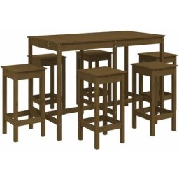 Ensemble de bar de jardin 7 pcs marron miel bois de pin massif vidaXL - Honey brown