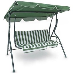 Bakaji - Balançoire de jardin 3 places en acier + auvent Vert Vert