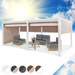 Blumfeldt Pantheon Cortina Tonnelle de Jardin Aluminium 3x6 m, 4 Panneaux Latéraux Enroulables,