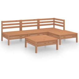 Salon de jardin 5 pcs Bois de pin massif Marron miel Vidaxl marron miel