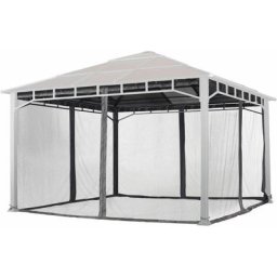 Intent24.fr - Moustiquaires (4 toiles) pour tonnelle de jardin INTENT24 Sunset Deluxe 4x4 m gris