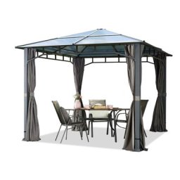 Pavillon de jardin 3x3 m imperméable toit en polycarbonate alu deluxe tonnelle 8mm pavillon 4 côtés