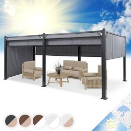 Blumfeldt - Pantheon Cortina Tonnelle de Jardin Aluminium 3x6 m, 4 Panneaux Latéraux Enroulables,
