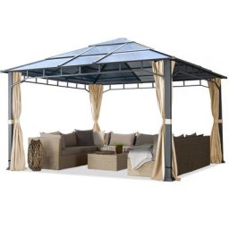 Tonnelle de Jardin 4x4 m Structure en Aluminium Toit Polycarbonate épaisseur env. 8 mm pavillon de
