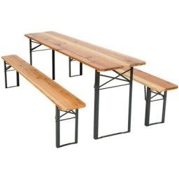 Tectake - Table de jardin pliante 177 x 46 x 77 cm avec bancs - table de camping, table de