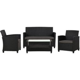 Melissa Ensemble lounge 4 pièces, supports d'assise inclus, noir, gris.