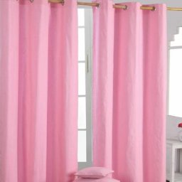 Homescapes - Paire de rideaux à œillets Uni Rose 100% coton 137 x 182 cm - Rose
