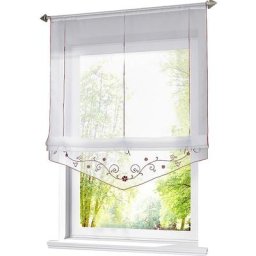 1 Pièce Store romain à passants transparents rouge LxH 120x140cm en polyester rideau voilage brodé