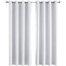 2 Pièces Rideaux Occultants 140x240cm à Oeillets Rideau Fenêtre Salon Rideaux Chambre Adulte Blanc