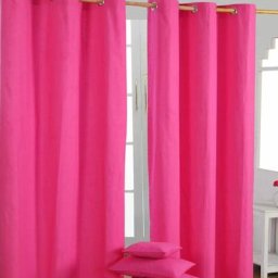 Homescapes - Paire de rideaux à œillets Uni Fushia 100% coton 117 x 137 cm - Rose soutenu