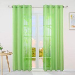 Wyt Rideaux courts voilage fenêtre à oeillets transparent vert LxH 140x225cm Installation Facile