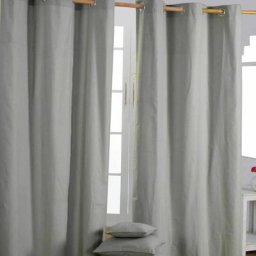 Homescapes - Paire de rideaux à œillets Uni Gris 100% coton 117 x 137 cm - Gris