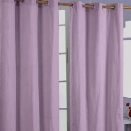 Homescapes - Paire de rideaux à œillets Uni Mauve 100% coton 117 x 137 cm - Mauve