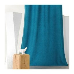 Rideau Aspect Laine Chinée à Galon Fronceur - 140x250cm - Bleu océan