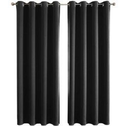 2 Pièces Rideaux Occultants 140x240cm à Oeillets Rideau Fenêtre Salon Rideaux Chambre Adulte Noir