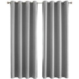 2 Pièces Rideaux Occultants 140x240cm à Oeillets Rideau Fenêtre Salon Rideaux Chambre Adulte Gris
