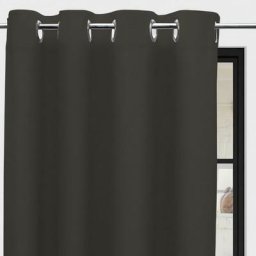Soleil D'ocre - Rideau à oeillets pur coton 135x250 cm panama taupe, par Taupe