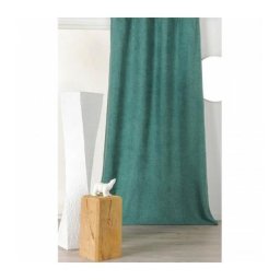 Rideau Aspect Laine Chinée à Galon Fronceur - 140x250cm - Vert sapin
