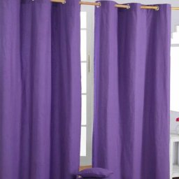 Homescapes - Paire de rideaux à œillets Uni Violet 100% coton 137 x 228 cm - Violet