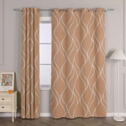 1pcs rideaux occultant thermiques a œillets motif bande pour chambre/cuisine/salon-Brun-L/H 135 x