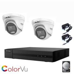 Kit 2 caméras de surveillance vidéo Hikvision dvr 4 canaux 2 mpx 1 tb