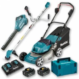 Pack Makita Jardin : Tondeuse 36V 46cm DLM460 + Débroussailleuse 18V DUR191UZX3 + Souffleur 18V