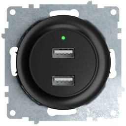 Prise USB encastrée à 2 sorties 5V, 2.1 A, témoin de charge LED Noir - Noir