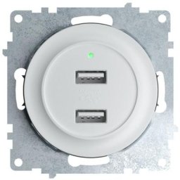 Prise usb encastrée à 2 sorties 5V, 2.1 a, témoin de charge led Blanc - Blanc