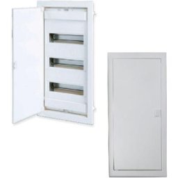 Coffret électrique encastré 39 modules 3 rangées - porte Métallique blanche + borniers Phase
