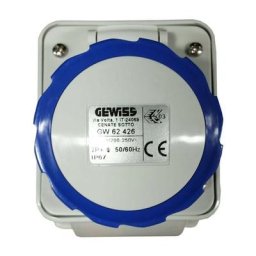 Gewiss - Prise murale fixe 2P+T 16A IP67 bleu 220V GW62426