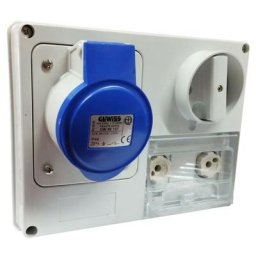 Prise de courant verrouillée avec socle porte-fusible 2P+E IP44 32A Sans fond Gewiss GW66137