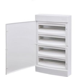 Coffret électrique Apparent 72 modules 4 rangées ( 4 x18 m ) avec porte blanche opaque avec