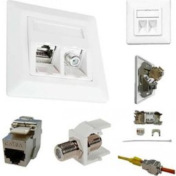 Kathrein - esn 300 Prise réseau encastré insert avec plaque centrale et châssis cat 6a blanc pur