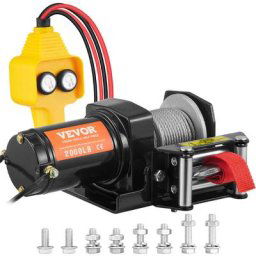 VEVOR Treuil Electrique 12 V 2000 lb 907 kg avec Telecommande Filaire 1,8 m Treuil a Cable en Acier