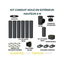 Kit conduit isole en exterieur - 6 mètres 100 - Noir