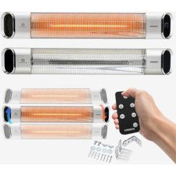 Chauffage Radiant infrarouge Radiateur électrique 2000 w télécommande murale affichage led argenté