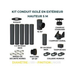 Kit conduit isole en exterieur - 5 mètres 150 - Noir
