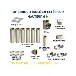 Kit conduit isole en exterieur - 6 mètres 100 - Inox