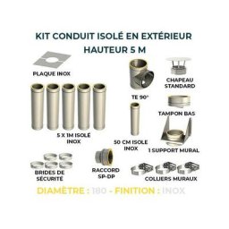 Kit conduit isole en exterieur - 5 mètres 180 - Inox