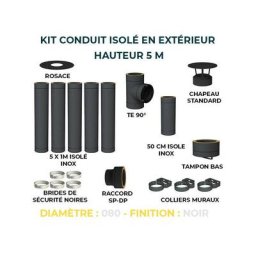 Kit conduit isole en exterieur - 5 mètres 80 - Noir