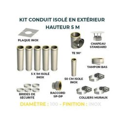 Kit conduit isole en exterieur - 5 mètres 100 - Inox