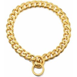 Chaîne Chien en Gros Maille Collier de Dressage Plaqué Or Jaune pour Animal de Compagnie 1,5cm de