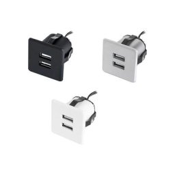 Chargeur usb 5v/1a double à encastrer - Décor : Noir - Version : 2 prises USB - ITAR - Décor : Noir