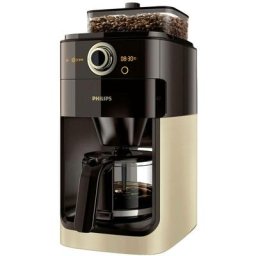 Philips - Grind & Brew HD7768/90 Cafetière champagne Nombre de tasse=12 avec broyeur, minuteur,