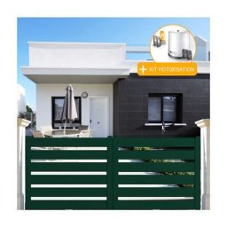 Portail aluminium coulissant sah en kit + Motorisation dimension L.3000 (entre piliers) x H.1500 mm