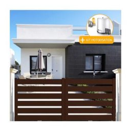 Portail aluminium coulissant sah en kit + Motorisation dimension L.4000 (entre piliers) x H.1500 mm