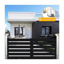 Portail aluminium coulissant sah en kit + Motorisation dimension L.3000 (entre piliers) x H.1500 mm